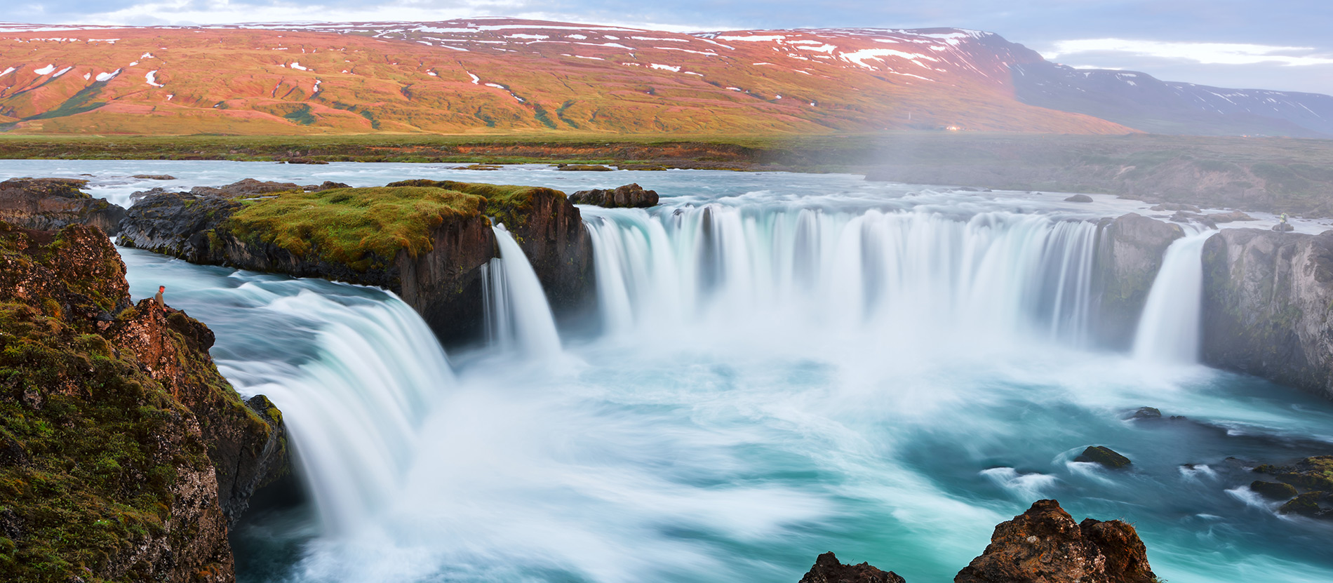 Aurora Borealis over Icelandic landscape